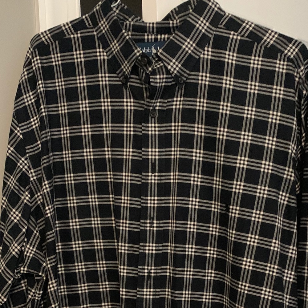 Ralph Lauren black plaid LS button down shirt